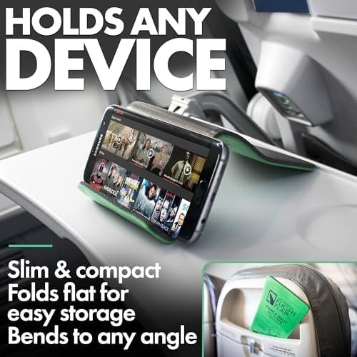 Airplane Phone Holder, Foldable Cell Phone Stand Holder – Flexible Tablet and Phone Holder for Bed, Desk, Office, Treadmill – Mobile Stand Phone Accessories, Plane Travel Essentials - Image 3