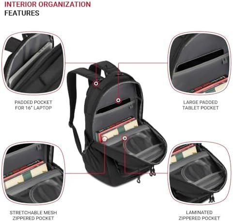 SwissGear Shield Laptop Backpack, Black, 18.5”x12”x6” - Image 4