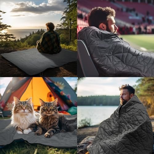 Outdoor Waterproof Blanket, Foldable Fleece Stadium Blanket for Outdoor Sports Event,Camping,Concerts, Car,Pet,Picnics -Windproof, Wearable,Machine Washable 80"x58" - Image 6