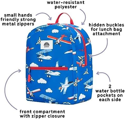 14" Kids Backpack for Girls and Boys Age 5-8 Years Old with Padded, and Adjustable Shoulder Straps - Aircraft (Blue) - Image 4