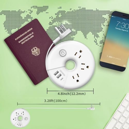 Travel Power Strip, NTONPOWER 3 Outlets 3 USB Portable Desktop Charging Station Short Extension Cord 3ft for Office, Home, Hotels, Cruise Ship, Nightstand, White - Image 2