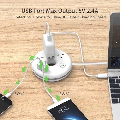 Travel Power Strip, NTONPOWER 3 Outlets 3 USB Portable Desktop Charging Station Short Extension Cord 3ft for Office, Home, Hotels, Cruise Ship, Nightstand, White - Image 4