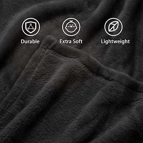 Excervent Travel Blanket 2 in 1 Soft Flannel Airplane Throw Blankets in Soft Bag Pillow case with Hand Luggage Belt, 65x40inch, Black - Image 5