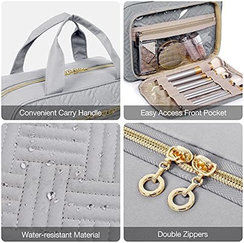BAGSMART Toiletry Bag Hanging Travel Makeup Organizer with TSA Approved Transparent Cosmetic Bag Makeup Bag for Full Sized Toiletries, Medium-Grey - Image 2