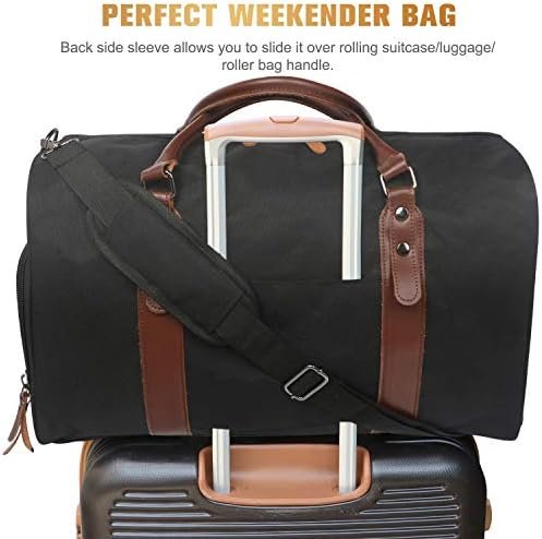 Oflamn Duffle Bag for Men Canvas Weekender Overnight Bag Carry On Luggage Travel Bag with Shoe Compartment and Toiletry - Image 7