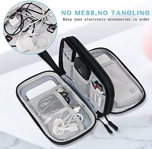 FYY Travel Cable Organizer Pouch Electronic Accessories Carry Case Portable Waterproof Double Layers All-in-One Storage Bag for Cord, Charger, Phone, Earphone Black - Image 5