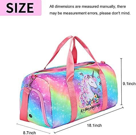 Duffle Bag for Girls Kids Gym Bag Women Workout Sports Travel Bag Weekender Overnight Bag with Shoe Compartment and Wet Pocket - Image 2
