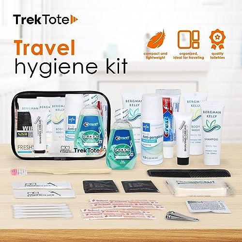 TrekTote 20-Piece Travel Toiletry Convenience Kit - Personal Care Travel Hygiene Essentials Bag with Unisex Toiletries. TSA-Approved Travel Size Kit for Men and Women with Essential Toiletries - Image 3