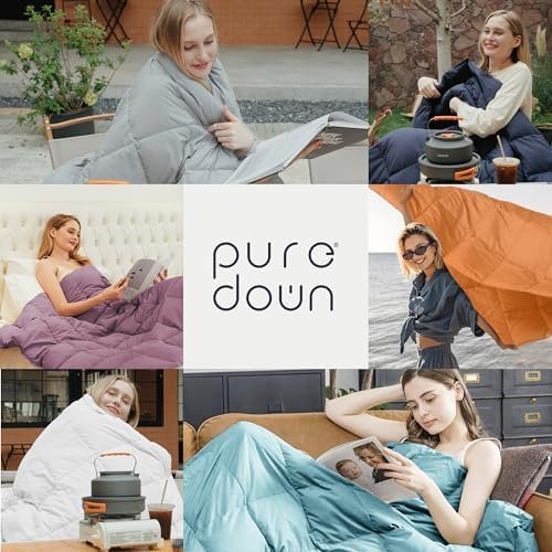 Puredown® Soft Feather Down Throw Blanket Lightweight Packable Couch Throw for Indoor and Outdoor Use, 50"X70", Navy - Image 6