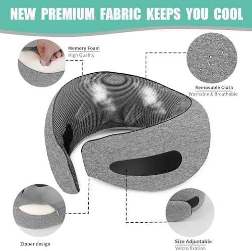2024 New Travel Pillow, Neck Pillow Airplane, Neck Pillow, Memory Foam Travel Pillow, Travel Neck Pillow, Airplane Travel Essentials, Grey - Image 4