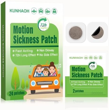 Motion Sickness Patches, Sea Sickness Patch with Waterproof and Non Drowsy 24 Count