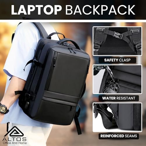 ALTOS OFFICE AND HOME. Expandable & Carry on Backpack, Extra Large 45L Airline Approved TSA, Synthetic Leather, Multiple Compartments, For Laptops up to 17", Water and scratch resistant, Comfortable - Image 8