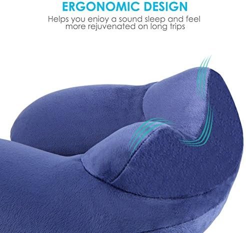 urophylla Inflatable Travel Pillow for Airplane, Soft Velvet Inflatable Travel Neck Pillow for Airplanes, Train, Car, Home and Office with Packsack & Comfortable Velvet - Blue - Image 3