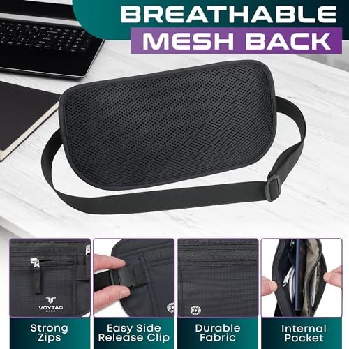 Travel Money Belt & Passport Holder - RFID Blocking Slim Travel Wallet & Fanny Pack for Men and Women - Essential Travel Pouch for Cash, Credit Cards, and Documents - Image 5
