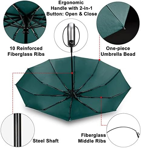 TradMall 2 Pack Travel Umbrella Windproof 46/56 Inches Large Canopy Reinforced Fiberglass Ribs Auto Open & Close - Image 4