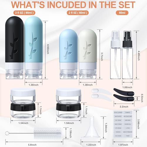 18 Pcs Travel Bottles for Toiletries, Silicone Travel Size Toiletries of Travel Containers Set, Refillable & Leakproof Travel Bottles Kit with TSA Approved Travel Size Bottles - Image 2