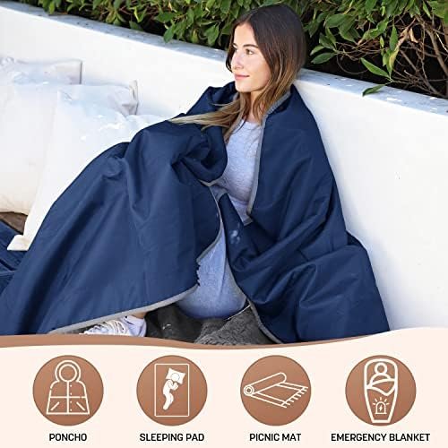 Tirrinia Waterproof Outdoor Blanket with Sherpa Lining, Windproof Triple Layers Warm Comfy Foldable for Camping Stadium, Beach, Picnic, Grass, Concerts, Car, Dog, 51''X 59'' & 59''X 80'' - Image 2