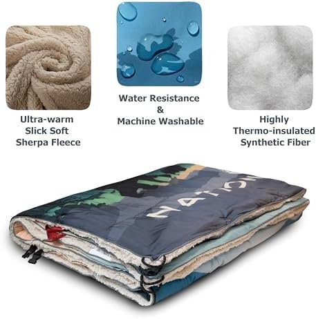 Puffy Sherpa Outdoor Camping Blanket for Traveling, Picnics, Beach, Concert, Car,Stadium, Sporting Events - Wearable Warm Waterproof - 55 X 78 (Great Smoky Mountains NP) - Image 7