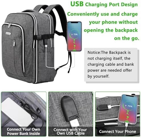 Personal Item Travel Backpack for Women Men, Flight Approved Carry On Backpack Underseat Luggage Backpack with Many Pockets for 17” Laptop, Casual Weekender Daypack for College Business Outdoors - Image 4