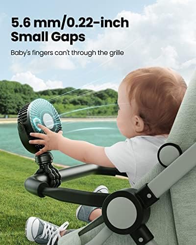 Gaiatop Mini Portable Stroller Fan, Battery Operated Small Clip on Fan, Detachable 3 Speed Rechargeable 360° Rotate Flexible Tripod Cooling Fan for Car Seat Crib Treadmill Travel Black - Image 2