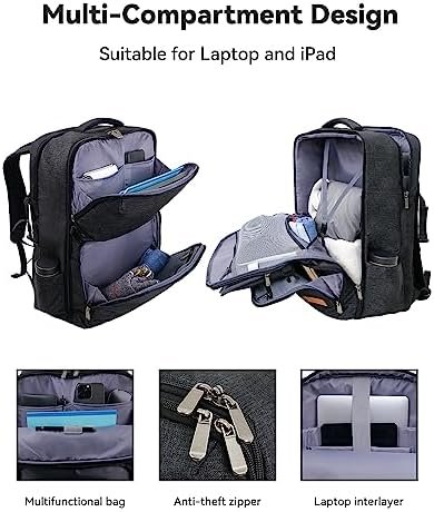 Upgraded Version Business Backpack, Anti Theft Carry on Backpack, Extra Large 17.3 inch Travel Laptop Backpack, Water Resistant College Bag Carry on Bag Gifts for Men&Women for Office/Teacher/Work. - Image 3
