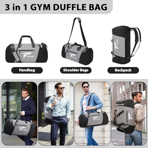 Tolaccea Expandable Mens Travel Bag Gym Bag Large 54L-72L Weekender with Shoe Compartment Wet Compartment Laptop Compartment Travel Backpack Hand Luggage Bag Duffle Bag for Travel Gym Sports Sauna - Image 4