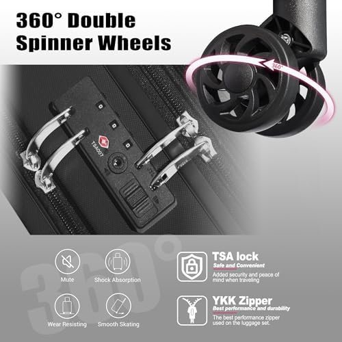 Explorer Lightweight Hardside Expandable Luggage Spinner Wheels Suitcase W/TSA Lock, Black, Carry on-3 Pieces - Image 6