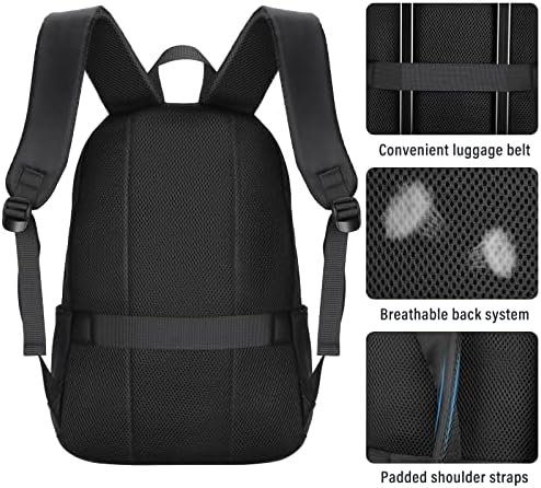 HOMIEE Lightweight Casual Laptop Backpack Fits 15.6 Inch Computer, Water-Resistant Daypack Unisex Bookbag for College Work Travel, Black - Image 5