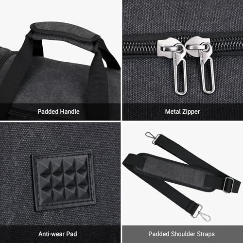 WITZMAN Mens Duffle Bags for Traveling Canvas Weekender Travel Bag Expandable Overnight Bag Carry on Bag(A8007 Black) - Image 8