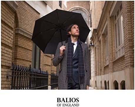 Travel Folding Umbrella with Real Wood Handle Auto Open Close Vented Windproof Canopy - Designed in UK - Image 7