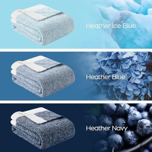 Snuggle Sac Blue Throw Blankets for Couch, Reversible Super Soft Warm Blankets Cozy Knit Blanket Fuzzy Plush Lightweight Throws for Sofa, Bed, Picnic, Heather Blue, 50 x 60 inches - Image 6