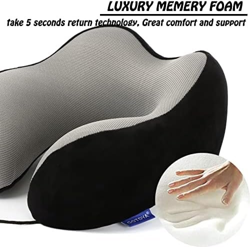 GOTDYA Travel Pillow,Travel Neck Pillows for Sleeping,100% Pure Memory Foam Soft Comfort & Support Pillow for Airplane/Car/Office&Home Rest Use-Black - Image 3