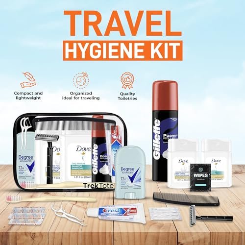 TrekTote 15-Piece Travel Toiletry Convenience Kit - Essentials Bag with Men's Toiletries. TSA-Approved Travel Size Kit for Men with Essential Toiletries. - Image 3