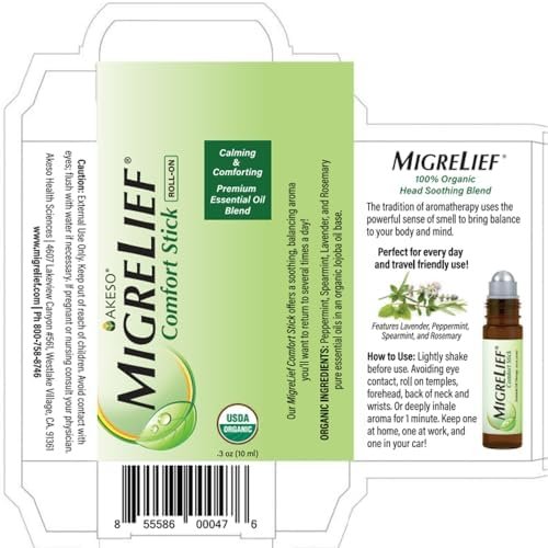 MigreLief Comfort Stick, Migraine and Headache Essential Oil Roll-On - Peppermint Lavender - 10ml - Image 2