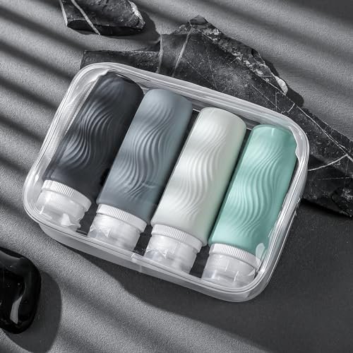 Travel Bottles for Toiletries, Tsa Approved 3oz Portable Travel Bottles, BPA Free Leak Proof Squeezable Silicone Travel Size Containers, Travel Accessories with Clear Toiletry Bag (4 Pack) - Image 6