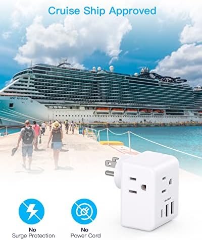 Multi Plug Outlet Extender, Power Strip Non Surge Protector Electric Outlet Splitter with 3 USB Wall Charger (1 USB C), Multiple Outlet Expander for Cruise, Dorm, Travel, Home, Office - Image 4