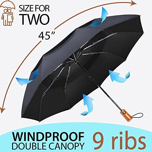 Premium Umbrellas for Rain Windproof Double Canopy,Travel Umbrella,Compact Automatic Umbrella,Oversized Umbrella Black Umbrella for Men and Women,Mens Umbrella Compact - Image 4