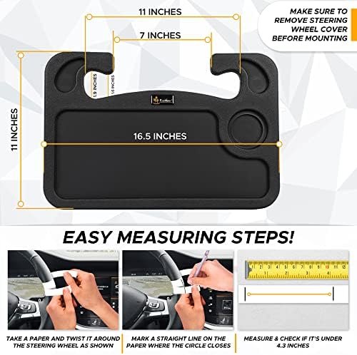 EcoNour 2 in 1 Car Steering Wheel Desk | Steering Wheel Tray for Laptop Car Mount with Pen Holder | Car Food Tray for Eating with Drinks Holder | Multipurpose Travel Car Accessories - Image 6
