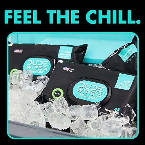 DUDE Wipes - Flushable Wipes Travel Pack - 6 Pack, 108 Wipes - Mint Chill Extra-Large Adult Wet Wipes - Vitamin-E, Aloe Vera, Eucalyptus, and Tea Tree Oils - Septic and Sewer Safe Butt Wipes - Image 4