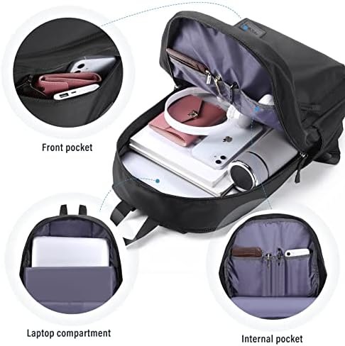 HOMIEE Lightweight Casual Laptop Backpack Fits 15.6 Inch Computer, Water-Resistant Daypack Unisex Bookbag for College Work Travel, Black - Image 4