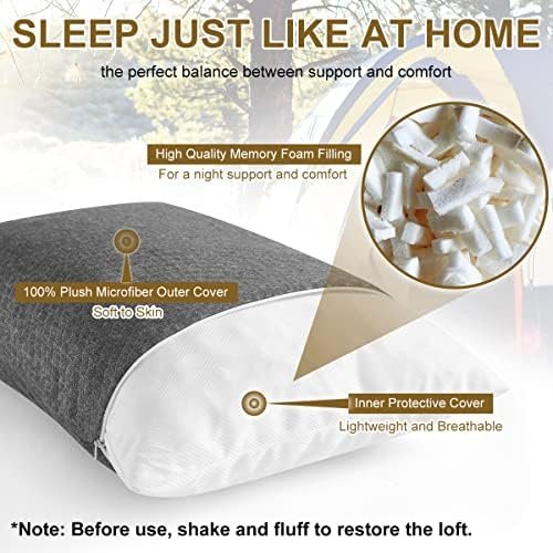 Ivellow Travel Pillow Compressible Camping Pillow for Sleeping Shredded Memory Foam Pillow Compact Firm Supportive Pillow for Adults Kids Outdoor Backpacking Hiking Essential Gear - Image 3