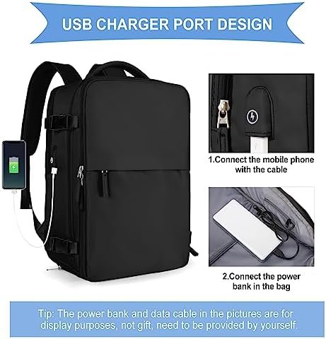 coowoz Travel Backpack For Women Men Airline Approved,Black Carry On Backpack,Large Hiking Waterproof Outdoor Sports Rucksack Casual Daypack Fit 15.6 Inch Laptop Backpack for College - Image 3