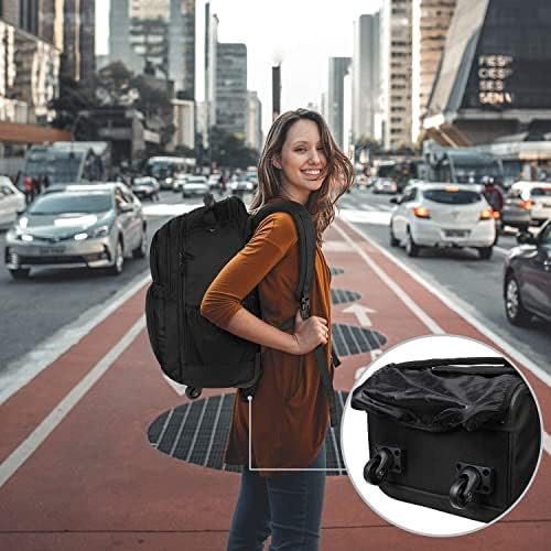 MATEIN Rolling Backpack with 4 Wheels, 17 inch Roller Travel Laptop Backpack for Women Men, Large Wheeled Backpacks Water Resistant Business Carry on Luggage, Airline Approved Suitcase Bag, Black - Image 7