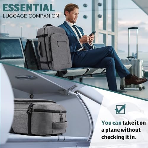 Travel Backpack for Women/Men,Waterproof Carry On Backpack with Laptop Compartment,Travel Essentials Backpack for Traveling,Business Hiking,Casual,Gym(Grey) - Image 7