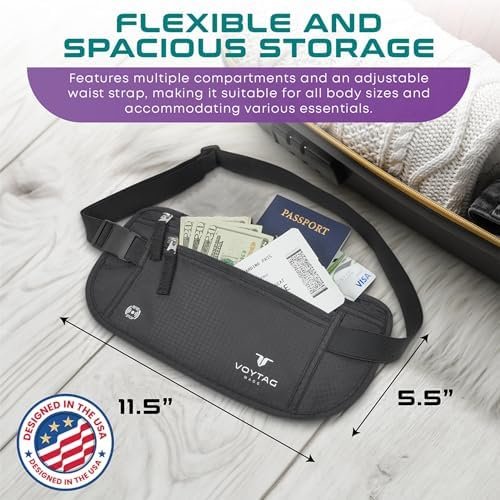 Travel Money Belt & Passport Holder - RFID Blocking Slim Travel Wallet & Fanny Pack for Men and Women - Essential Travel Pouch for Cash, Credit Cards, and Documents - Image 4