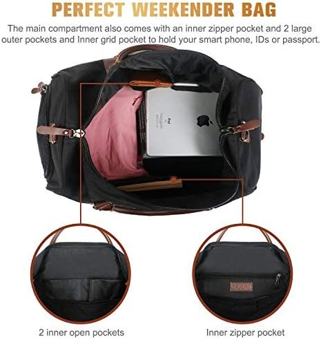 Oflamn Duffle Bag for Men Canvas Weekender Overnight Bag Carry On Luggage Travel Bag with Shoe Compartment and Toiletry - Image 4
