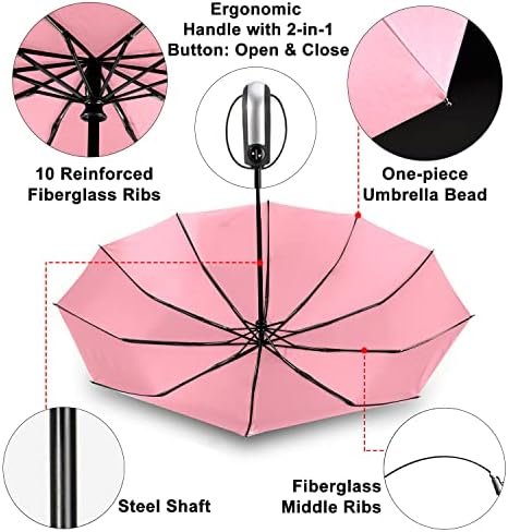 TradMall 2 Pack Travel Umbrella Windproof 46/56 Inches Large Canopy Reinforced Fiberglass Ribs Auto Open & Close - Image 4