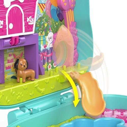 Polly Pocket Compact Playset, Doggy Birthday Bash with 2 Micro Dolls & Accessories, Travel Toy with Surprise Reveals - Image 5