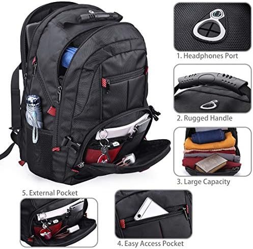 NUBILY Laptop Backpack 17 Inch Waterproof Extra Large TSA Travel Backpack Anti Theft College Business Mens Backpacks with USB Charging Port 17.3 Gaming Computer Backpack for Women Men Black 45L - Image 8