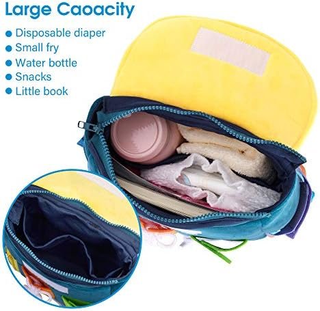 Busy Board - Toddler Backpack with Buckles and Learning Activity Toys - Develop Fine Motor Skills and Basic Life Skills - Learn to Tie Shoes - Children's Travel Toy Navy Blue - Image 4